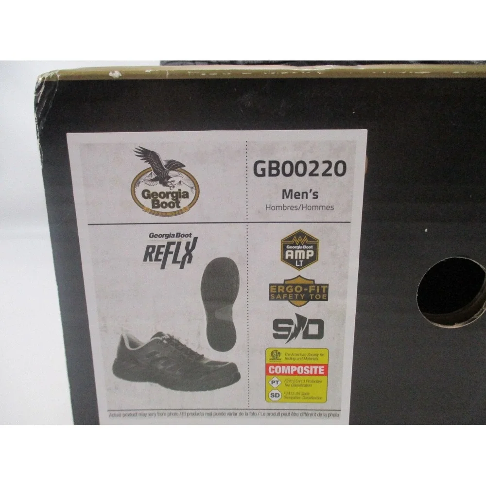 Georgia Boot ReFLX Shoes Men's 11.5‎ Black Composite Toe Work Slip Resistant NEW